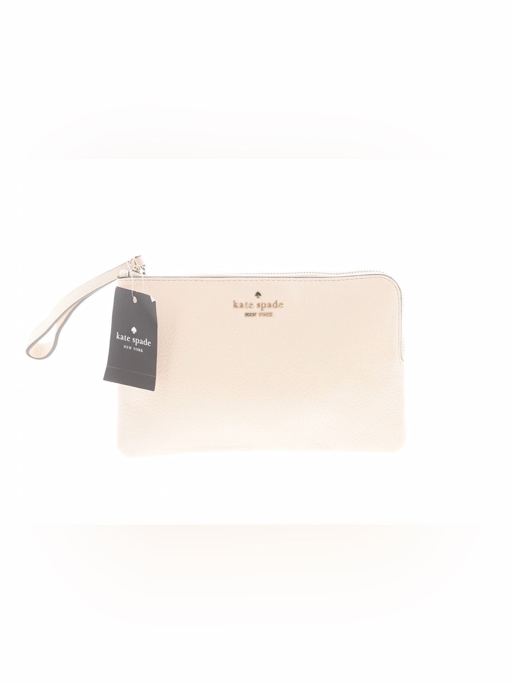 kate spade pebble leather L-Zip wristlet NWT “Leila”. Parchment color